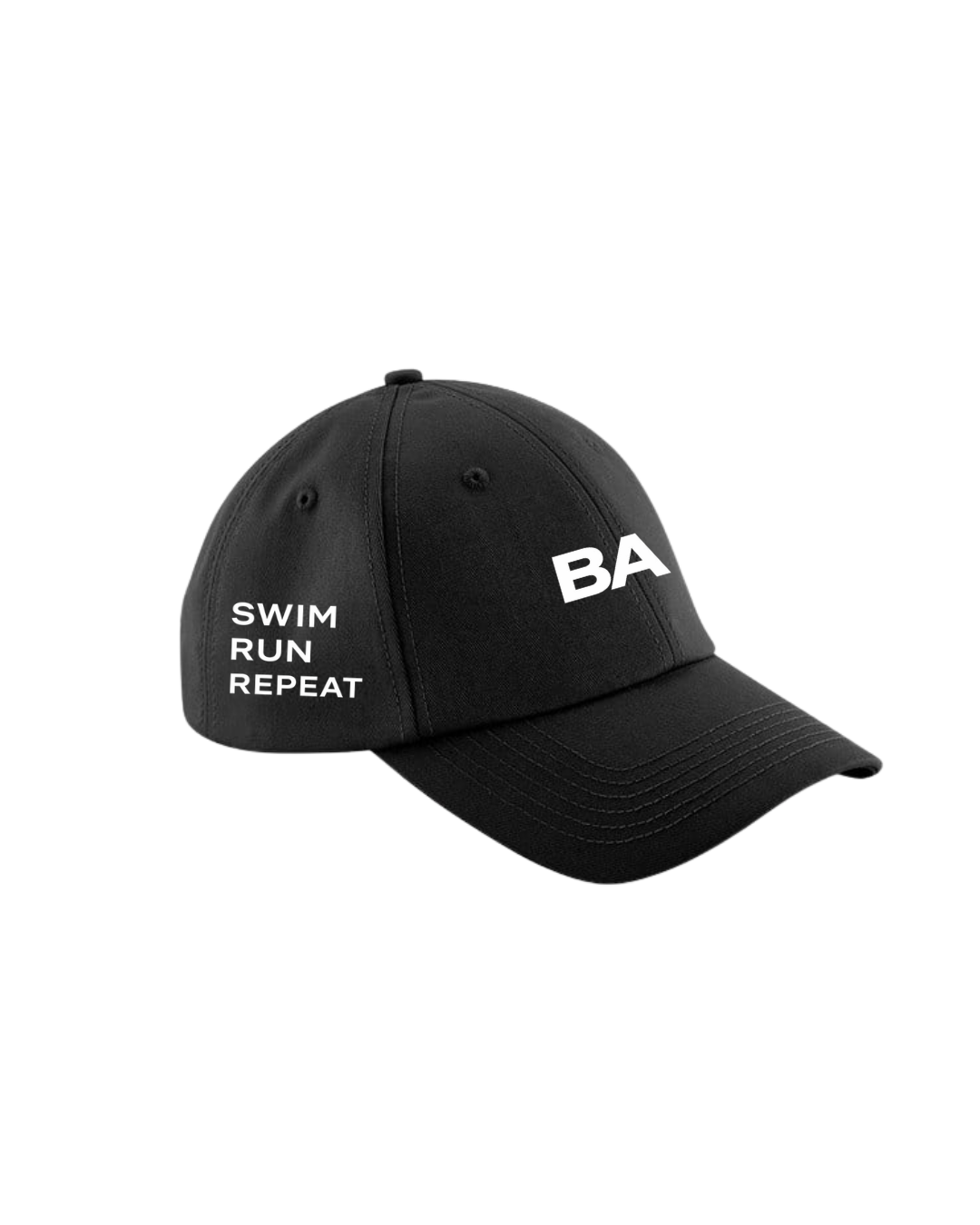 Swim Run Repeat Black Baseball Cap